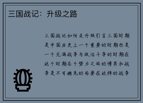三国战记：升级之路
